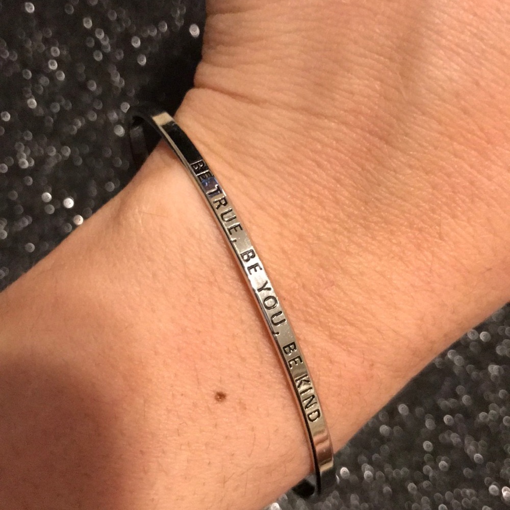 Be true,be you,be kind silver bracelet